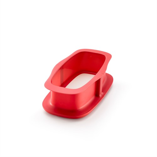 Lékué Rechthoekige springvorm uit silicone rood met keramisch bord wit 24x14.4x7.6cm