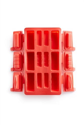 Lékué Bakvorm voor 6 rechthoekige mini buches uit silicone rood