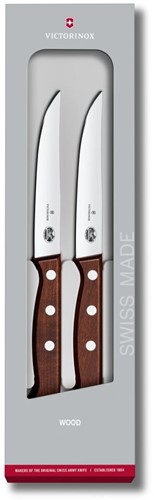 Victorinox Wood, steakmessen set, 2 stuks,12cm,recht,modified maple,cadeauset-2