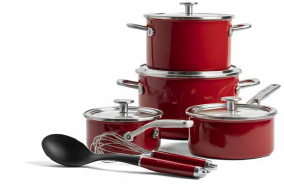 KitchenAid Kookpot 20+24cm/Steelpan 16+18cm/Garde & Lepel Empire Red 10-delig