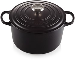 Le Creuset Braad-/ Stoofpan Signature rond hoog Mat Zwart