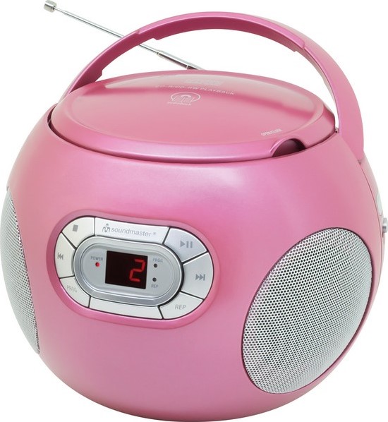 Soundmaster SCD2120PI CD-Boombox Stereo FM-Radio. aansluiting, roze | Profilec.be