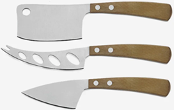 Legnoart kaasmessenset 3pcs LATTE VIVO Legno24 essenhout giftbook