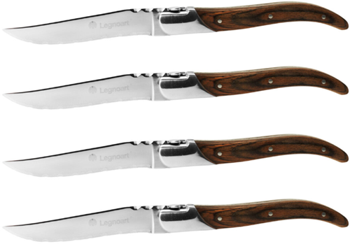 Legnoart steakmes 4pcs FASSONA Legno24 essenhout giftbook