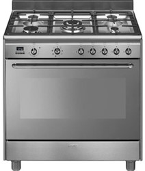 Smeg Fornuis 90 x 60 x 90 - 5 branders gas - oven multifunctie - energieklasse A - inox
