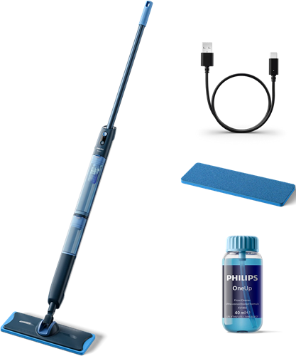 Philips – XV5113/01 OneUp Series 5000 elektrische dweil met pad & reiniger - Retour